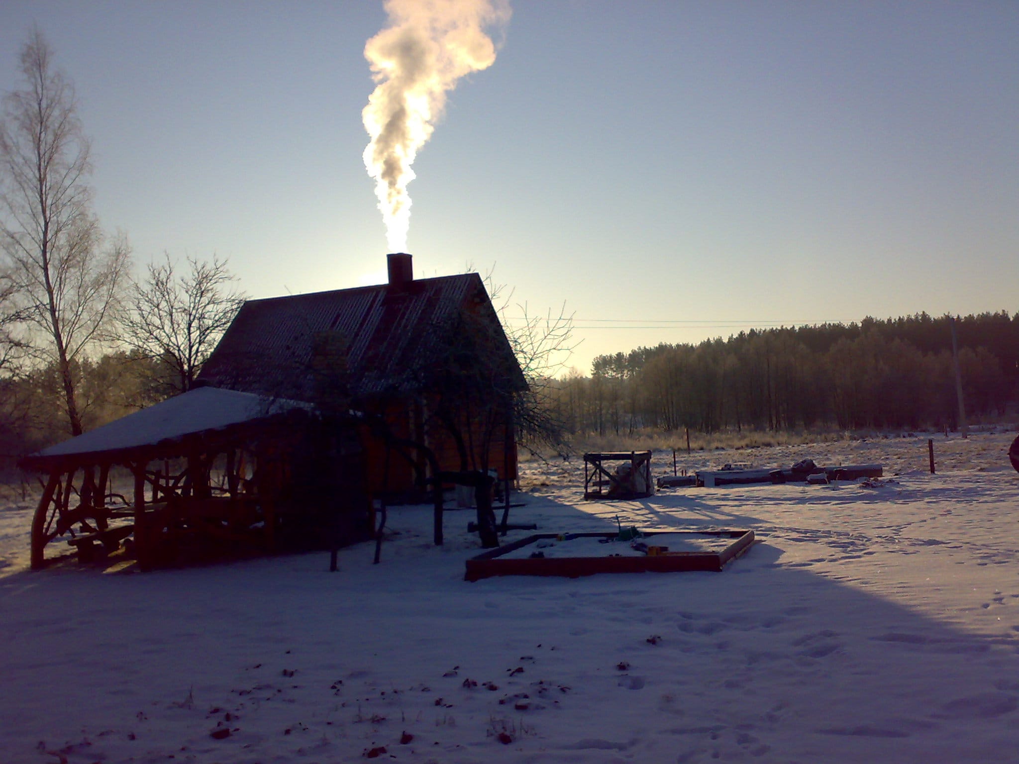 Dūmai iš pirties kamino žiemą, 2009 m.
